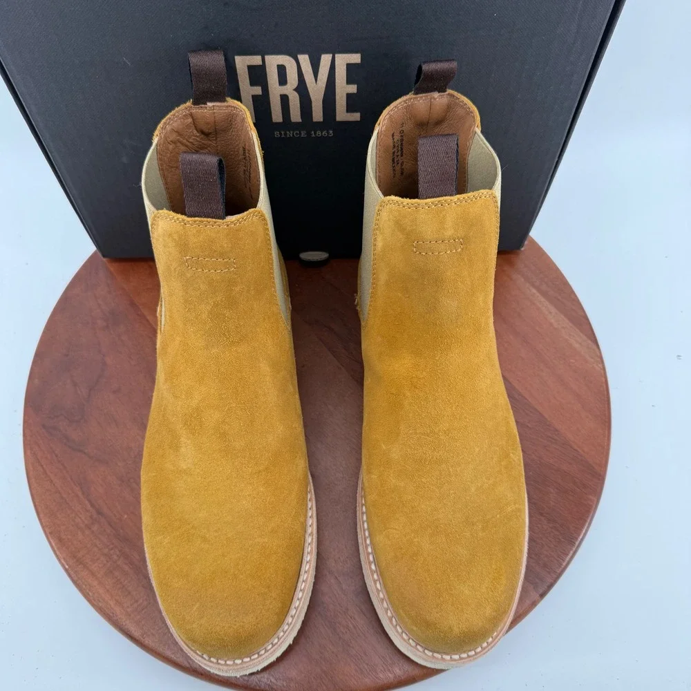 Frye Hudson Chelsea Wedge Boots Golden Rod Suede Leather FR40899 Mens‎ 11 M